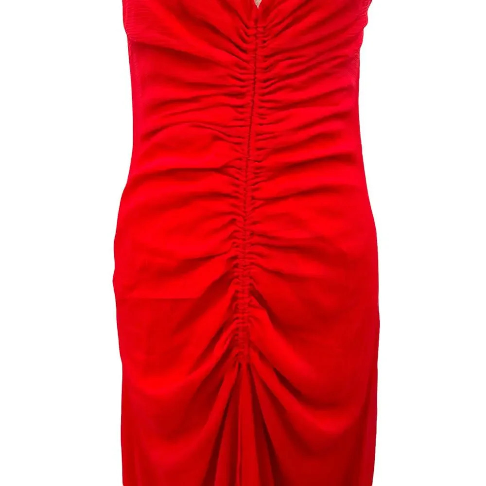 Free People Simone Maxi Dress in Red Ruched Backless Size 2‎ - Picture 5 of 15